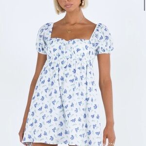 Floral Blue and White Dress